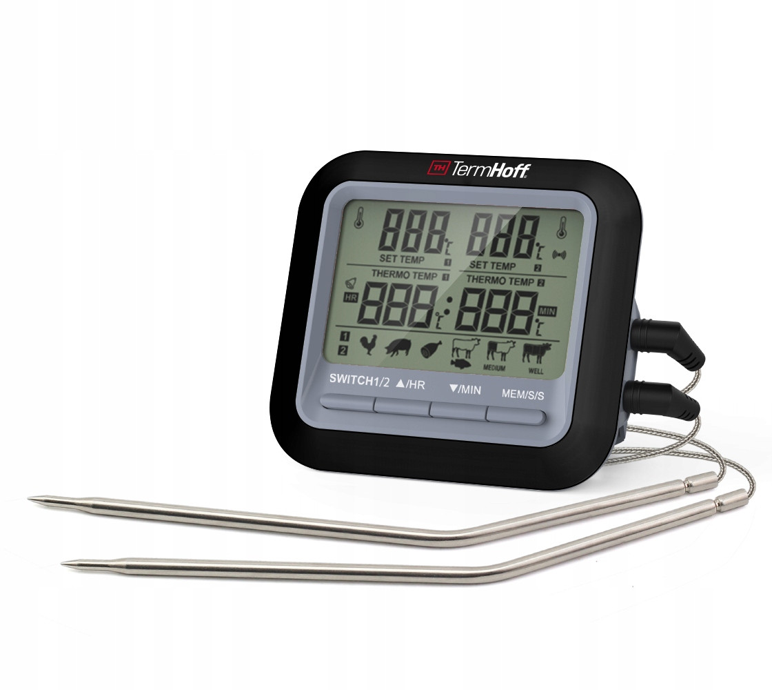 Kuchyňský teploměr Gril Bbq Udírna Trouba 2 sondy TermHoff THS-17