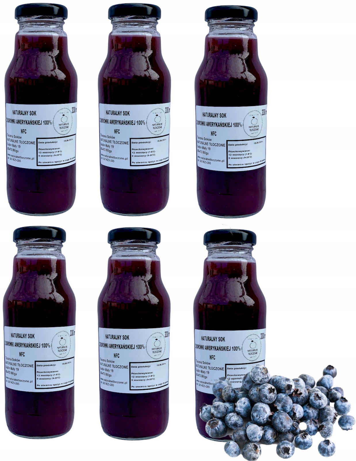 Borůvková šťáva americká 100% 6x 330 ml (lisovaná)