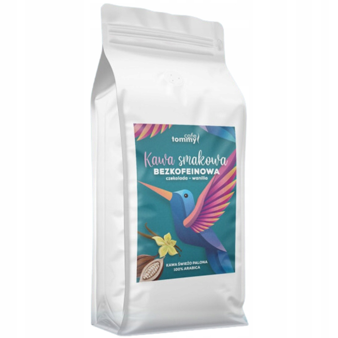 Káva zrnková 1kg Bez Kofeinu 100% Arabica Chuťová Čokoláda Vanilka