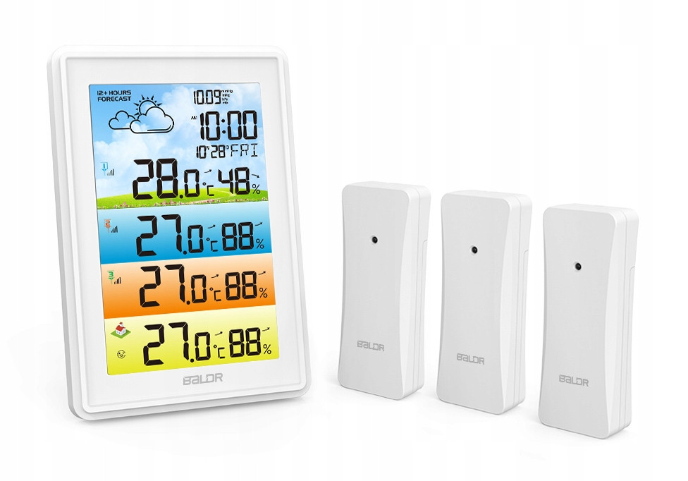 Meteorologická stanice Venkovní teploměr 3 Senzory Baldr B3604-WH