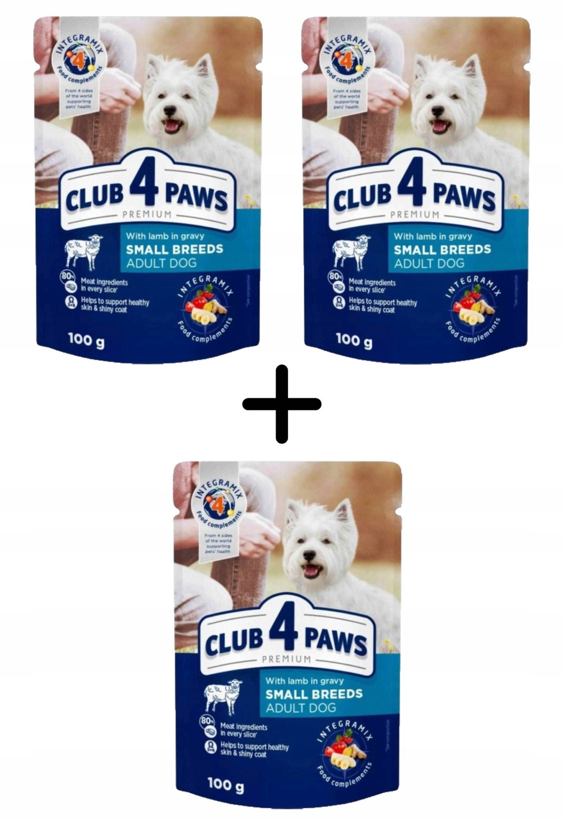 48+24-100 g Club 4 Paws Premium vlhké krmivo pro psy malých plemen jehněčího masa