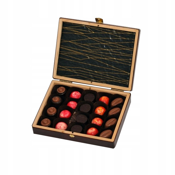 Pralinky v dřevěné krabičce-mix 20ks, dárek ke Dni babičky a dědečka