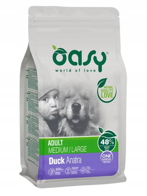Oasy Duck Anatra Adult M/L Krmivo pro dospělé psy s kachnou 12 kg