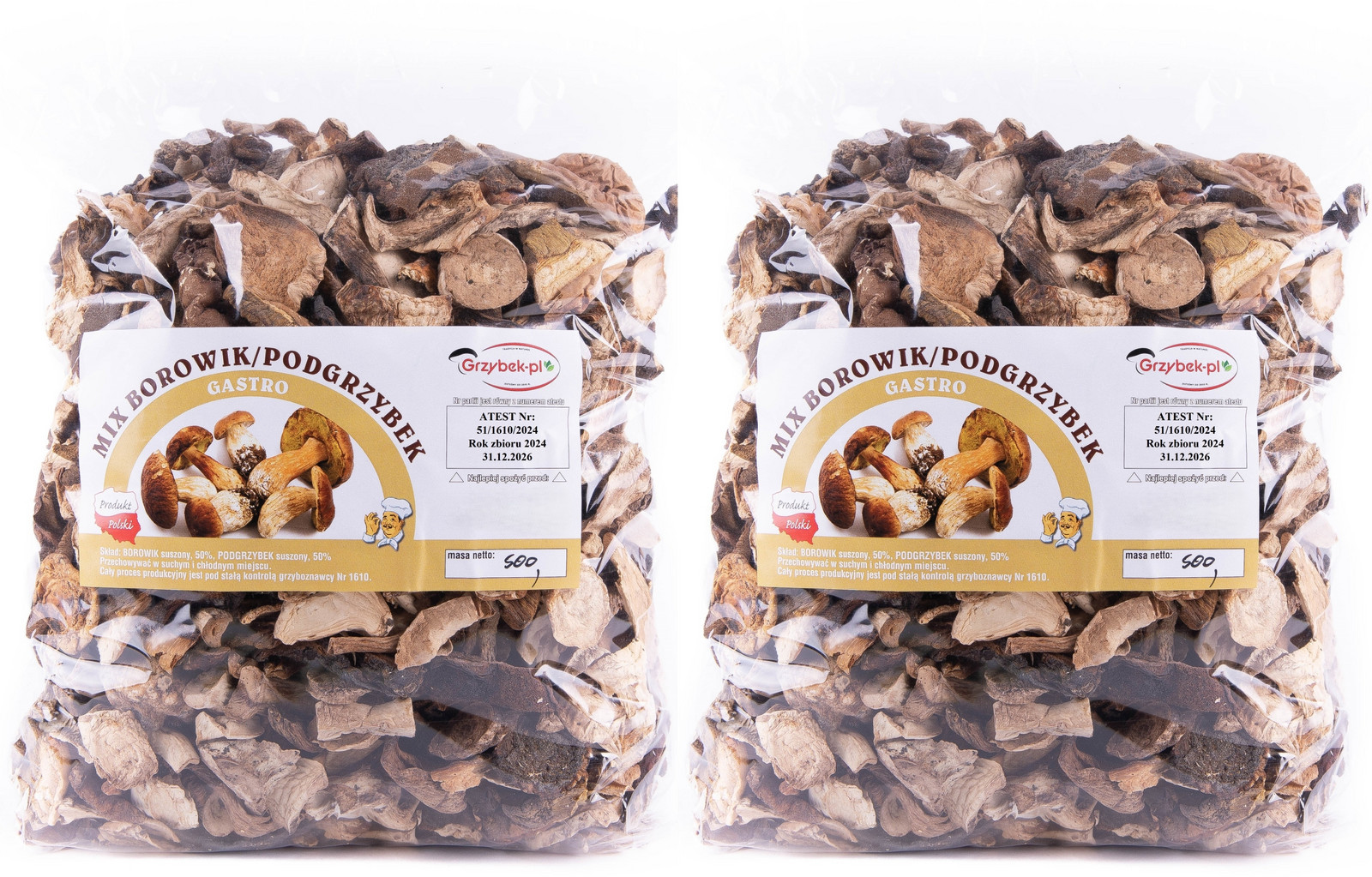 MIX Hříbek+podhoubek Gastro 5kg Pl Atest 2024 Nová Sklizeň sušené houby