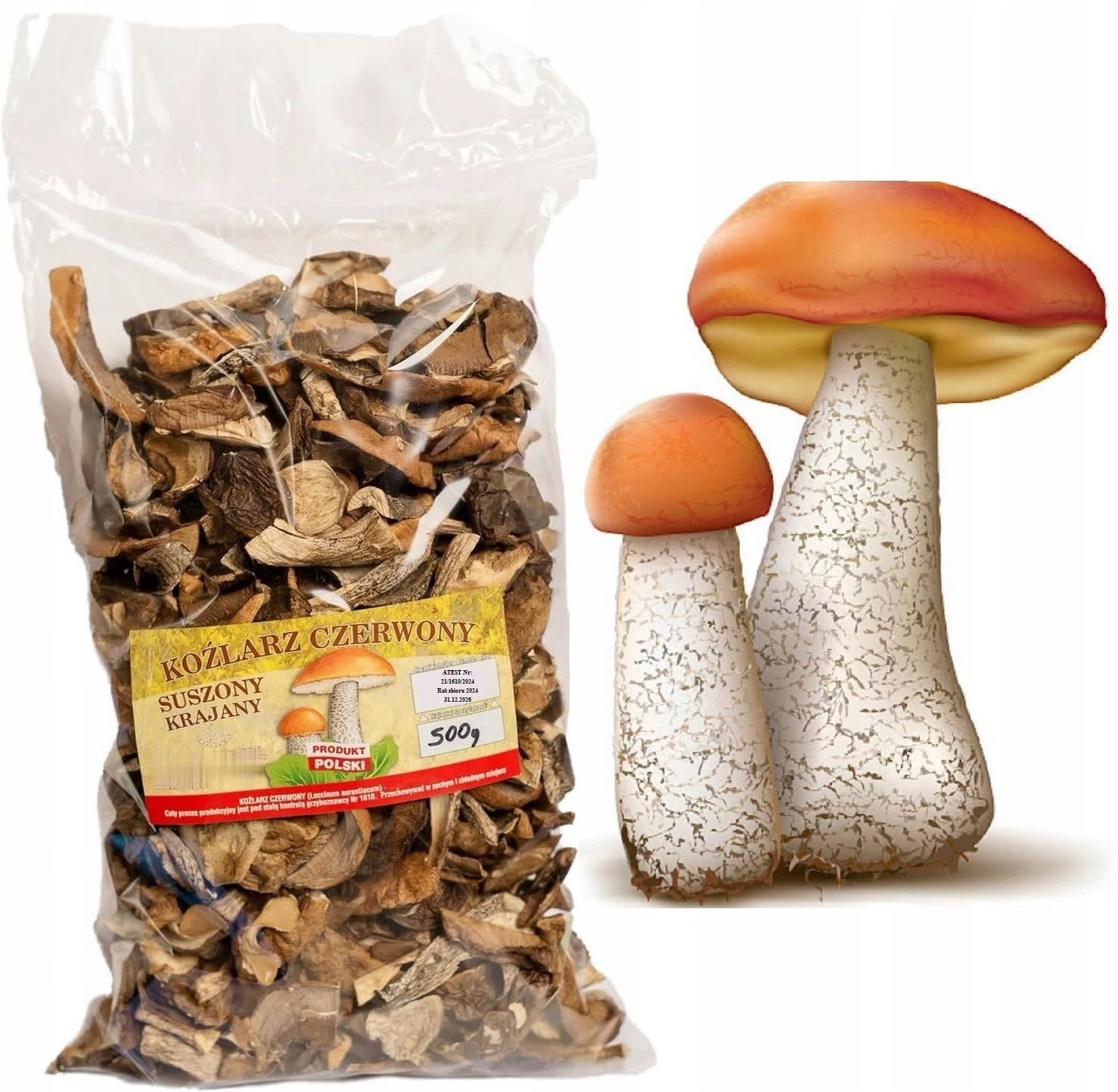 Kozlík Červený Krájený 500g Polský Atest 2024 Nová Sklizeň sušené houby
