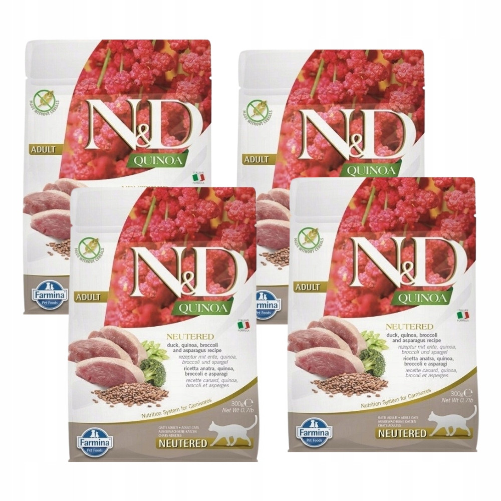Suché krmivo pro kočky Farmina N&d Quinoa Duck, Brocolli&asparagus 4x300g