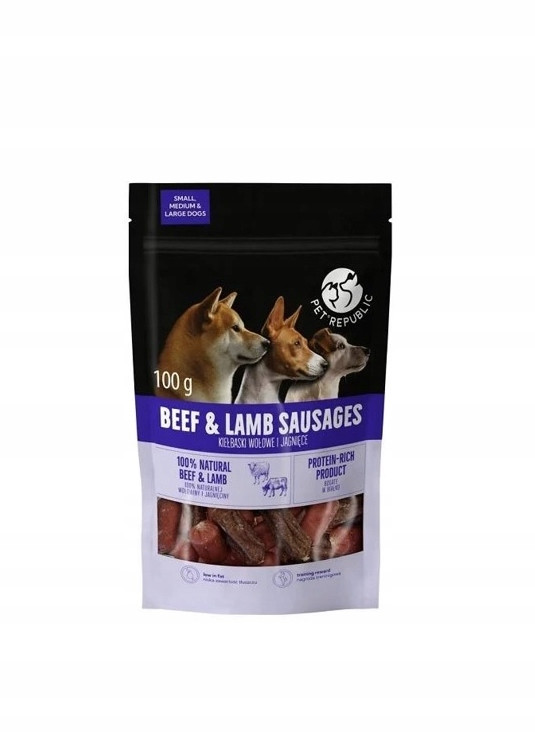 PetRepublic Klobásy pro psa,hovězí a jehněčí(universal size),12x100g