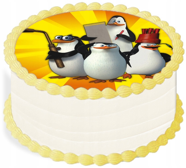 oplatek na dort 29 cm Tučňáci z Madagaskaru Party