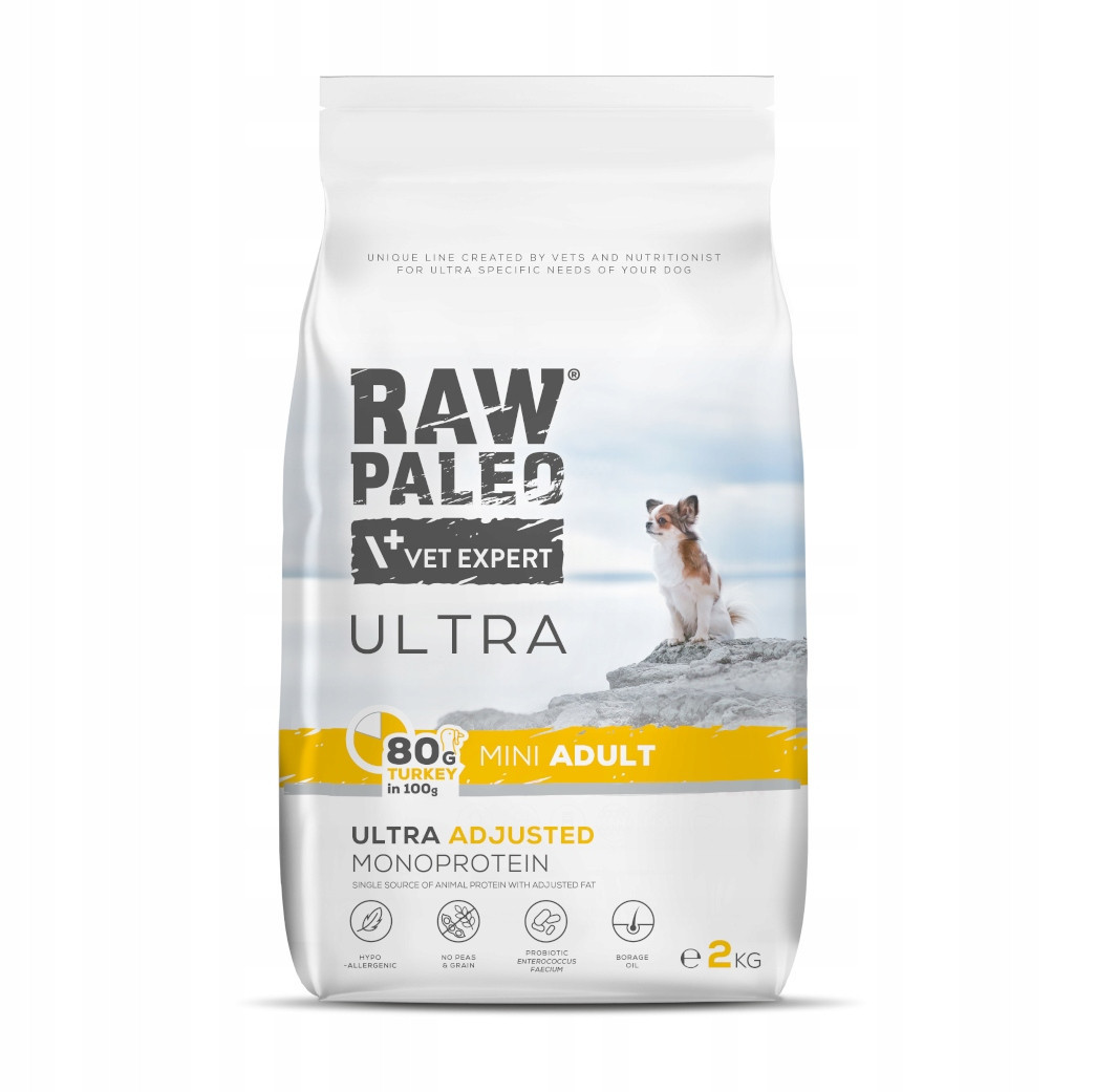 Raw Paleo Ultra Mini Adult Turkey 2kg Krůta pro malá plemena