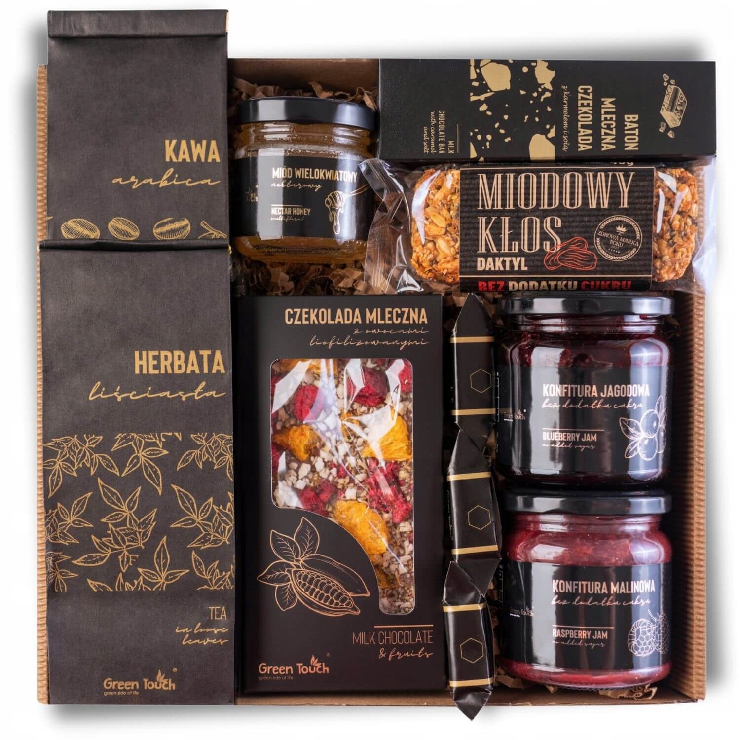 Dárková Sada velký koš čaj káva sladkosti kraftové džemy med