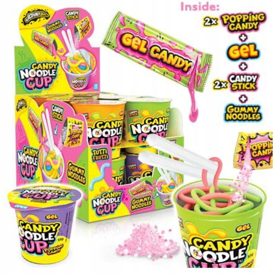 Johny Bee Bonbóny Gel Candy Noodle Cup MIX 55 g 12 ks