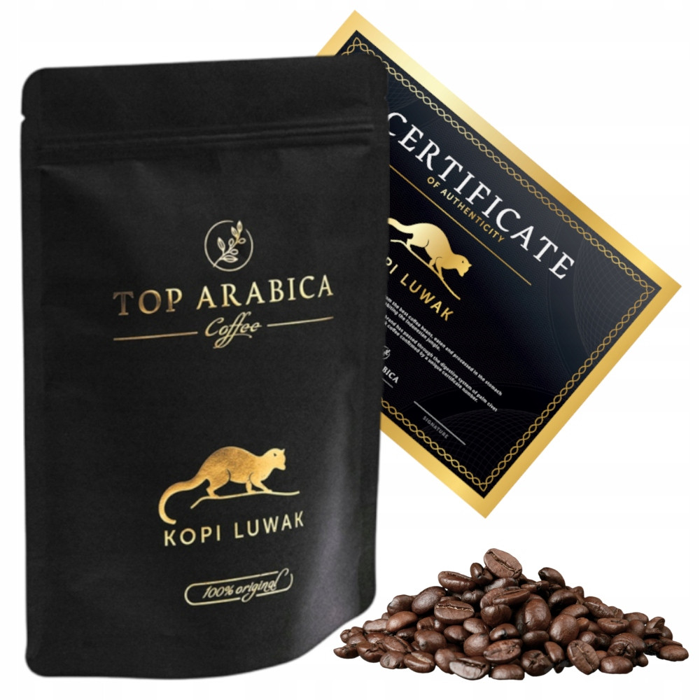 Káva Kopi Luwak Sumatra Zrnková Arabica 100g Certifikát pravosti