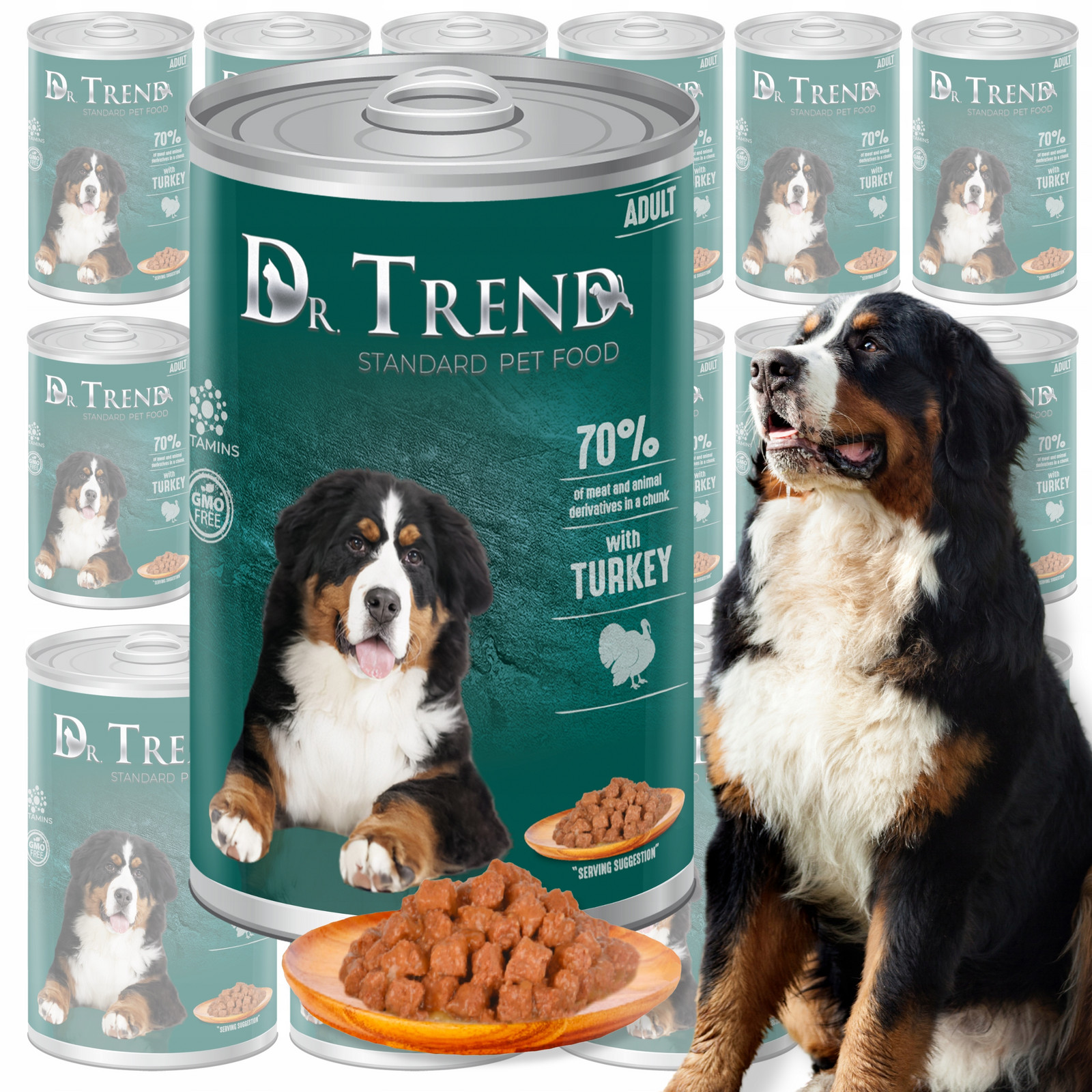 Dr. Trend vlhké krmivo pro psy s krůtím masem 70 % 16 x 1250 g