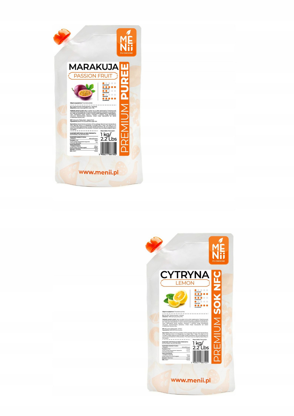 Menii Sada Premium Pyré Marakuja Citron 100% Nfc