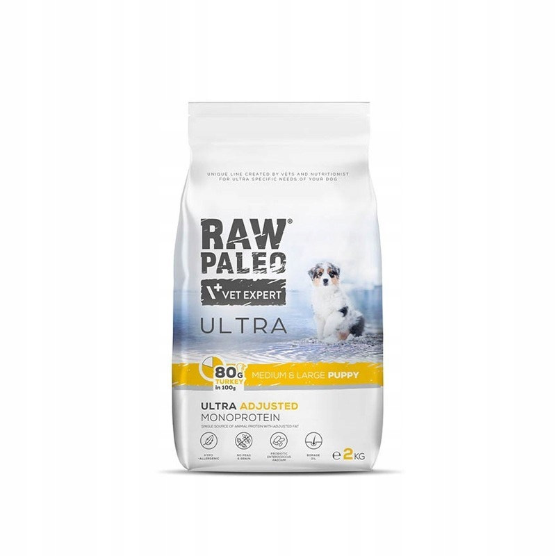 Raw Paleo Ultra Medium Large Puppy Krůta 2 kg Suché Krmivo pro štěňata