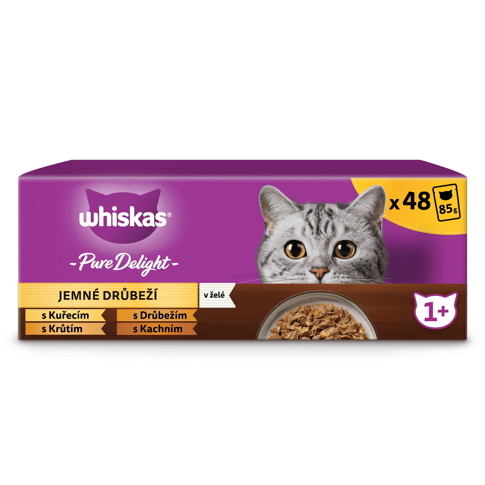 Whiskas Pure Delight kapsičky drůbeží výběr v želé pro dospělé kočky 48 x