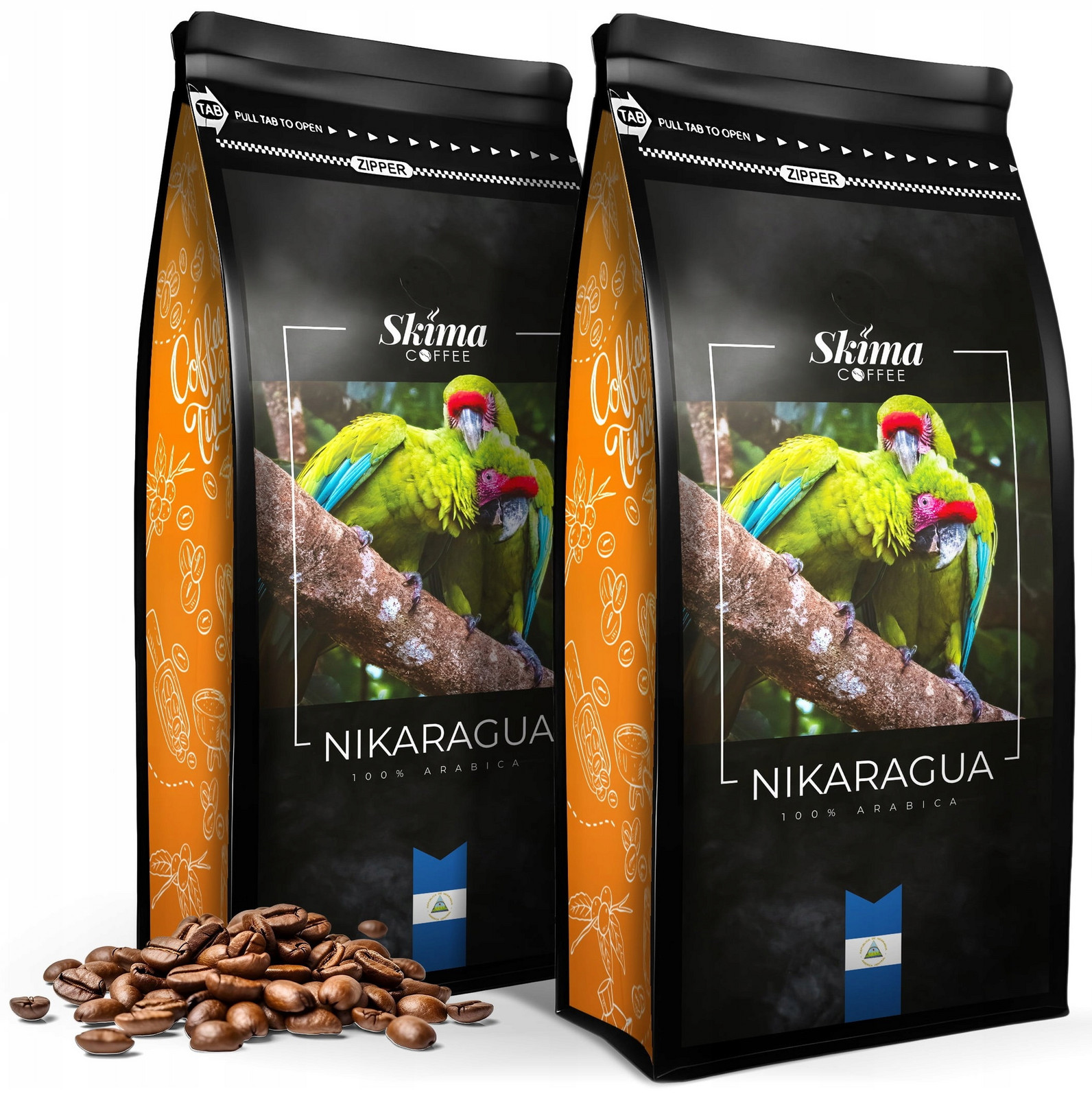 Káva zrnková 2x1kg Nikaragua 100%ARABICA Čerstvě pražená do kávovaru+BONUS