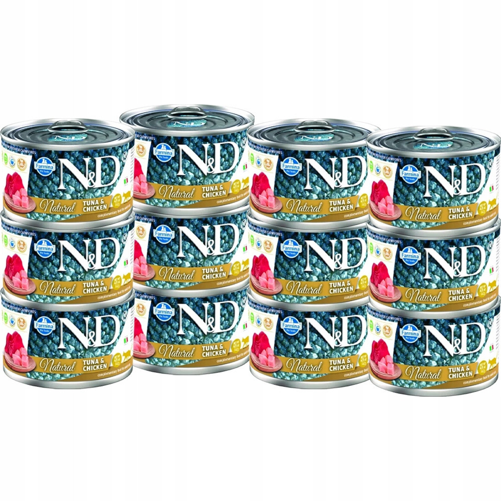Vlhké krmivoFARMINA N&d Cat Natural Tuňák&Kuřecí maso 12x140g