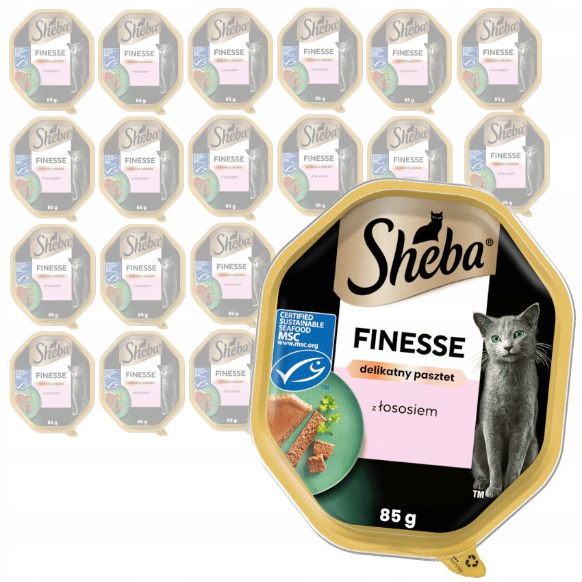 Sheba Finesse Tác 22x85g Mokré Krmivo Pro Kočky S lososem V paštice