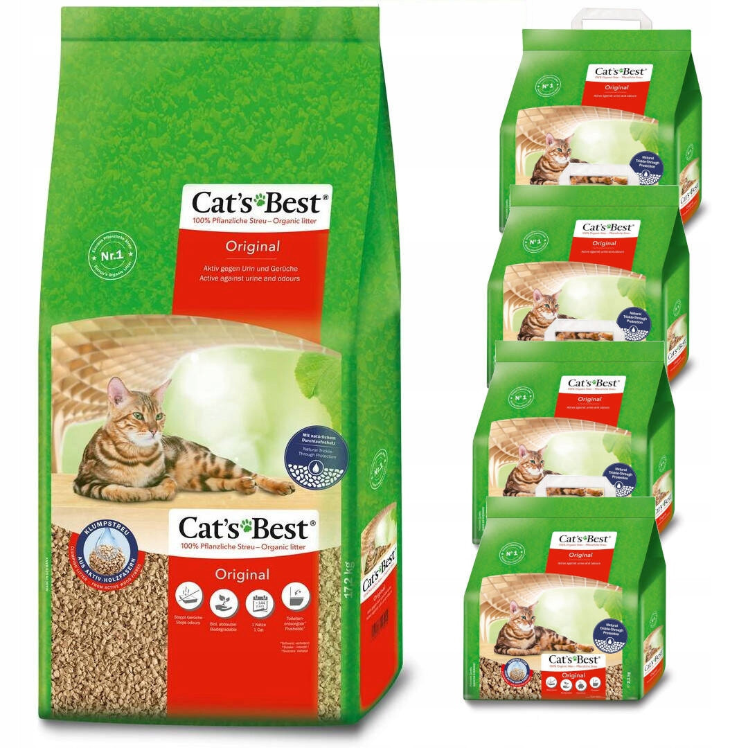 Cat's Best Original 60L Stelivo Dřevěné Pro Kočky Hrudkující