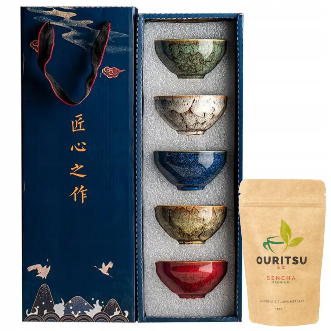 Takumi Premium Sada 5 šálků na zelený čaj Sencha Premium 100 g