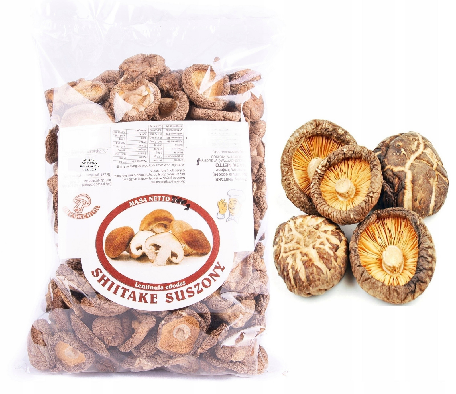 Shitake (Poku) Lux Klobouky 500g Atest 2024 Nová Sklizeň sušené houby