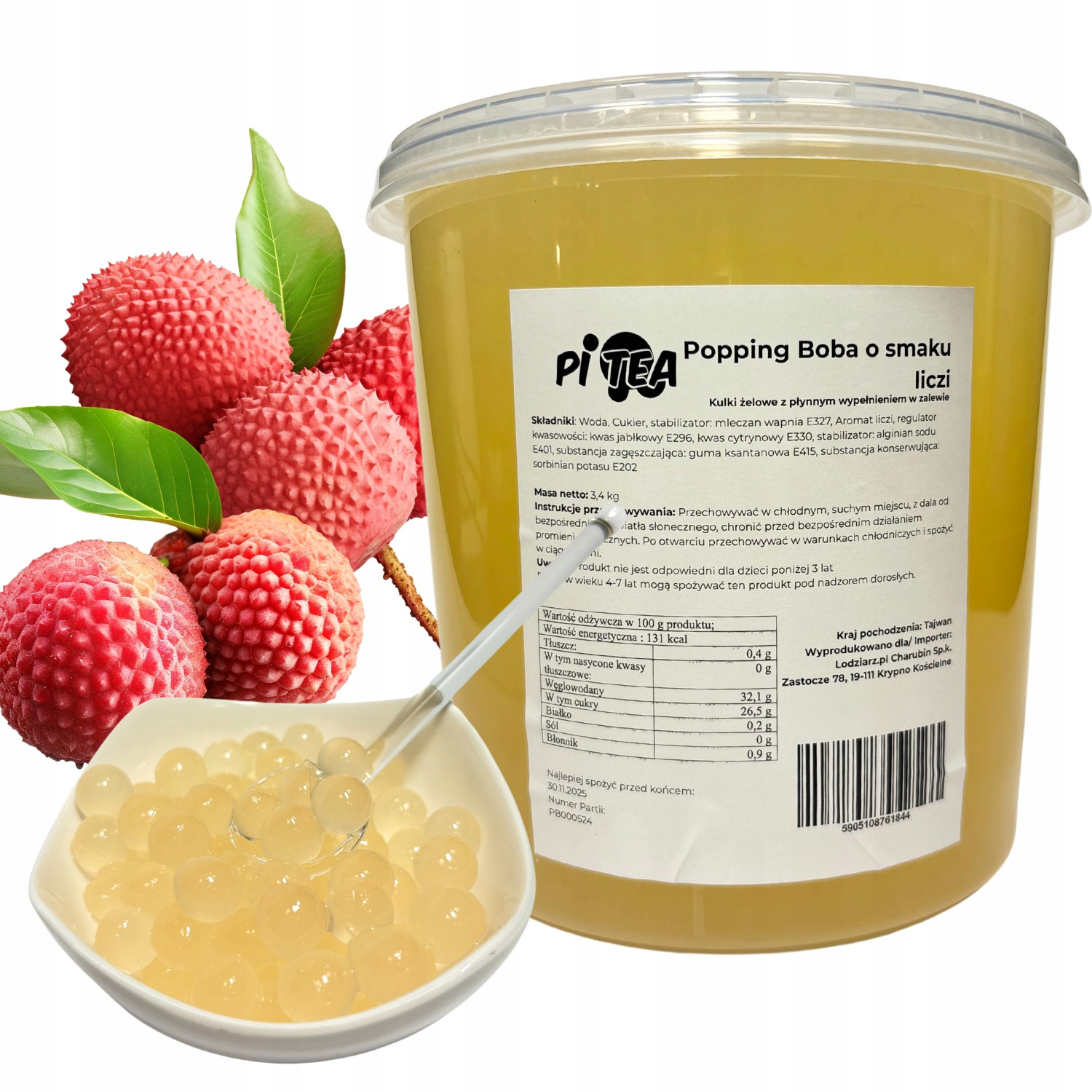 Kuličky na Bubble Tea Popping Boba Velké 3,4 kg Liči