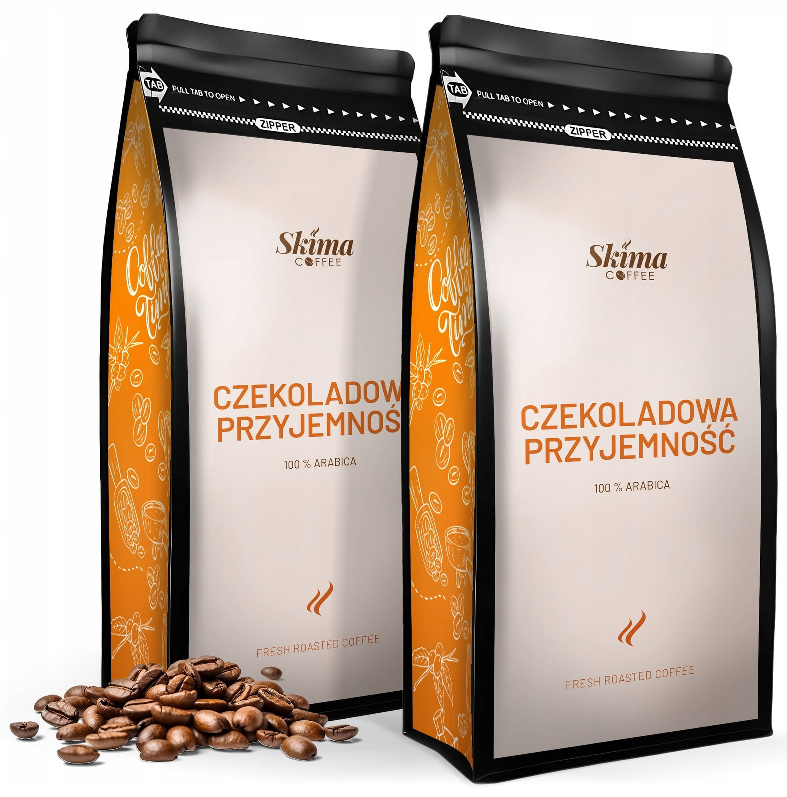 Káva zrnková 2x1kg Čokoládová Potěšení 100%ARABICA do kávovaru+BONUS