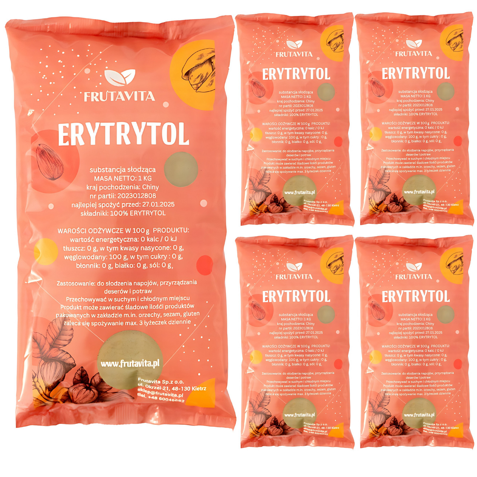 Erythritol Erytrol 5 kg sladidlo cukr přírodní 0 Kalorií Frutavita