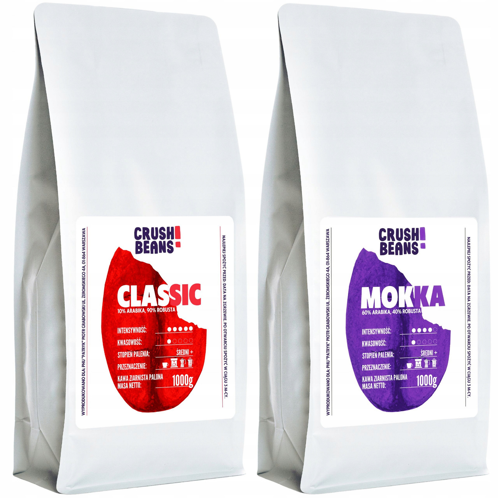 Mletá káva 2kg Classic+mokka Crush Beans MIX