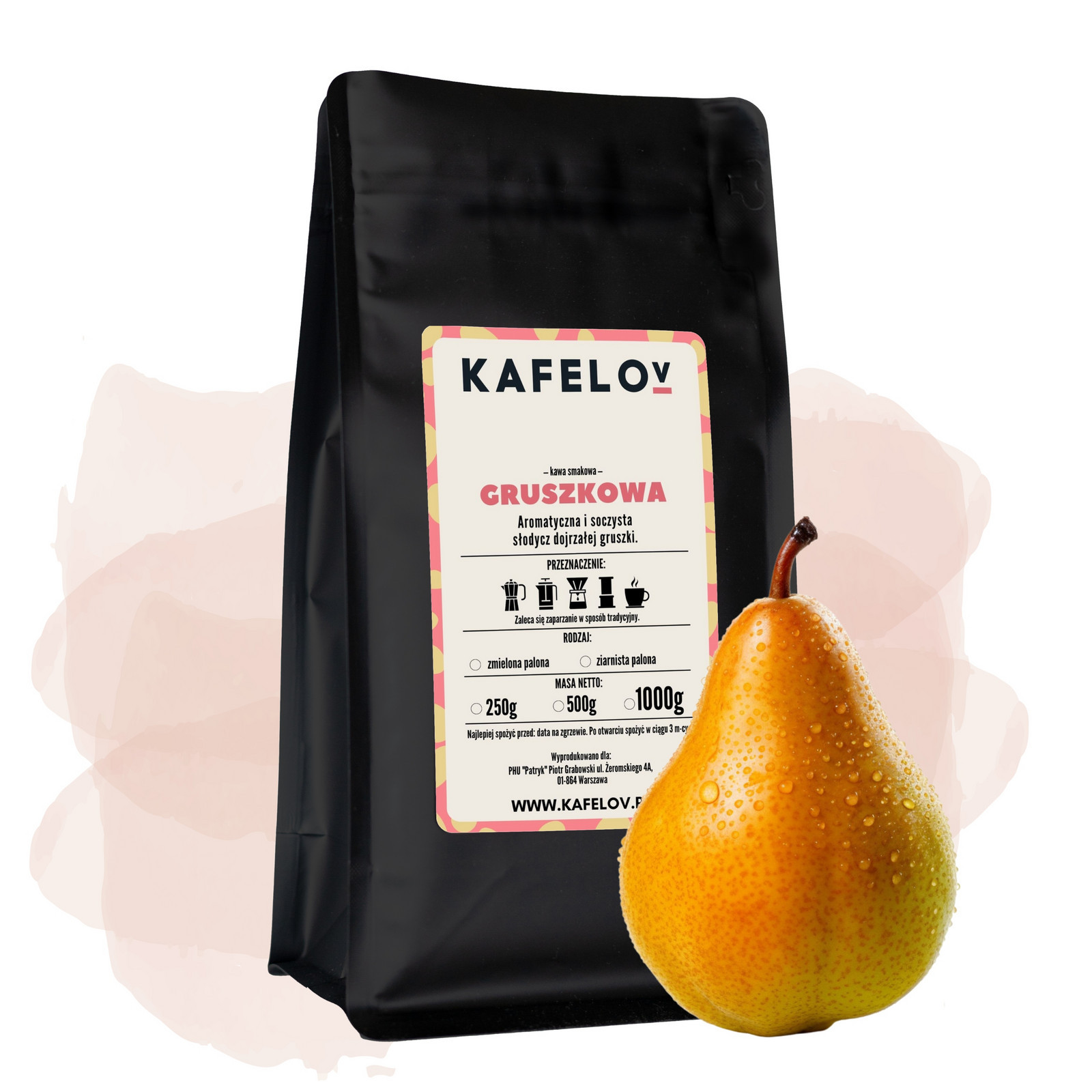 Káva Kafelov ochucená hrušková 1000g zrnková