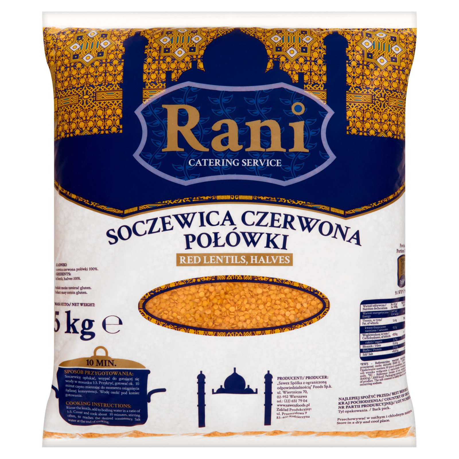 Červená čočka 5 kg Rani