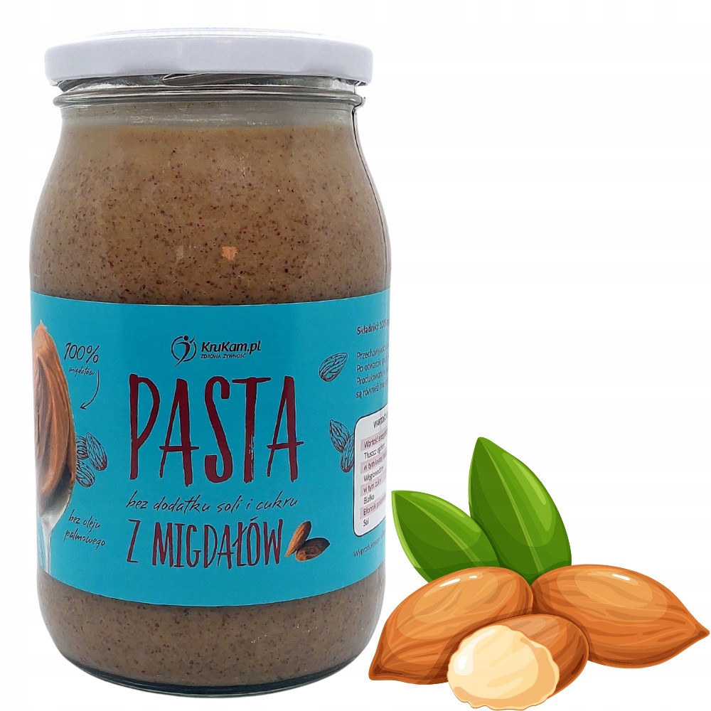 Mandlová pasta KruKam 900 g Bez soli a cukru 100% mandlové máslo