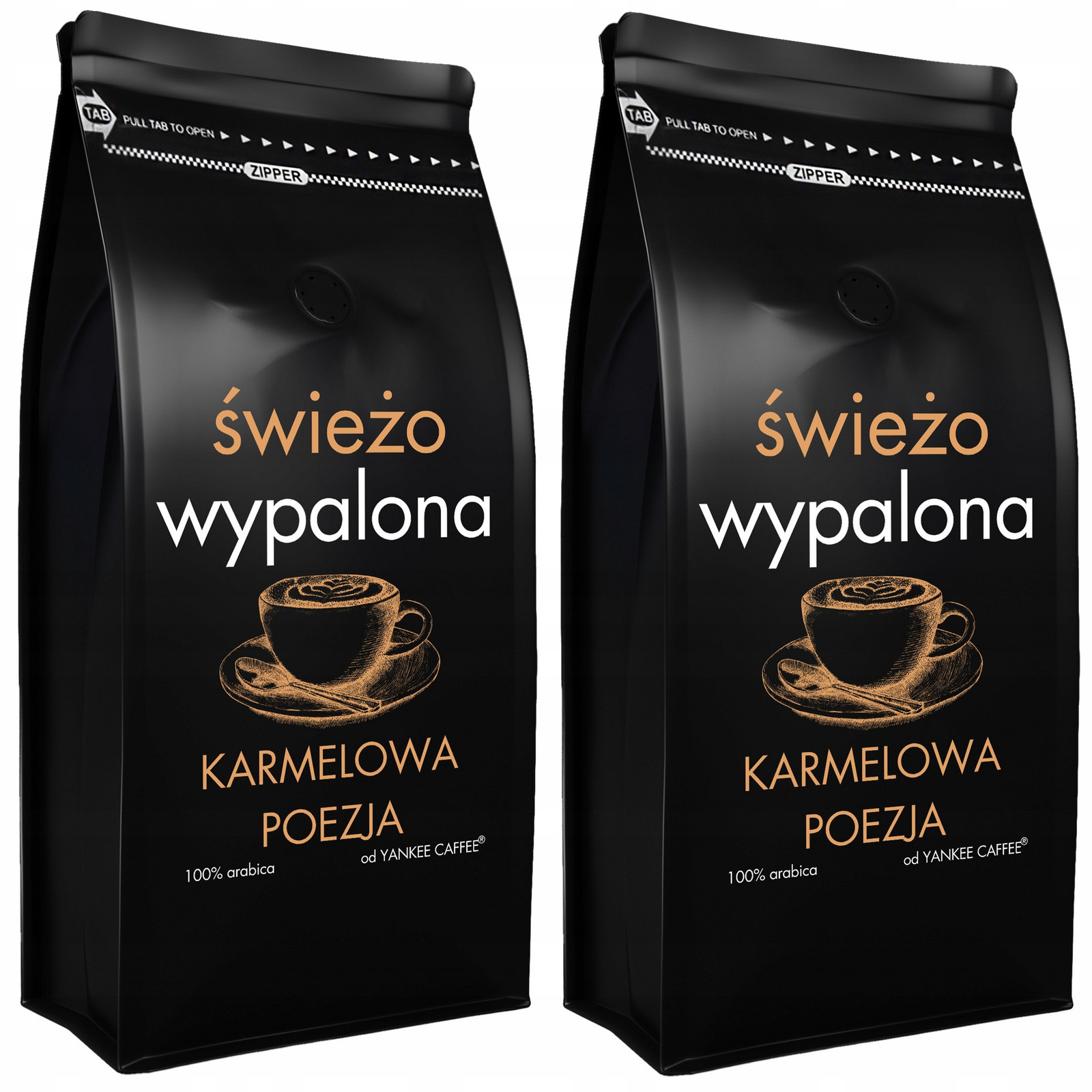 Káva zrnková 2kg Čerstvě Pražená 100% Arabica ochucená Karamelová (2x1kg)