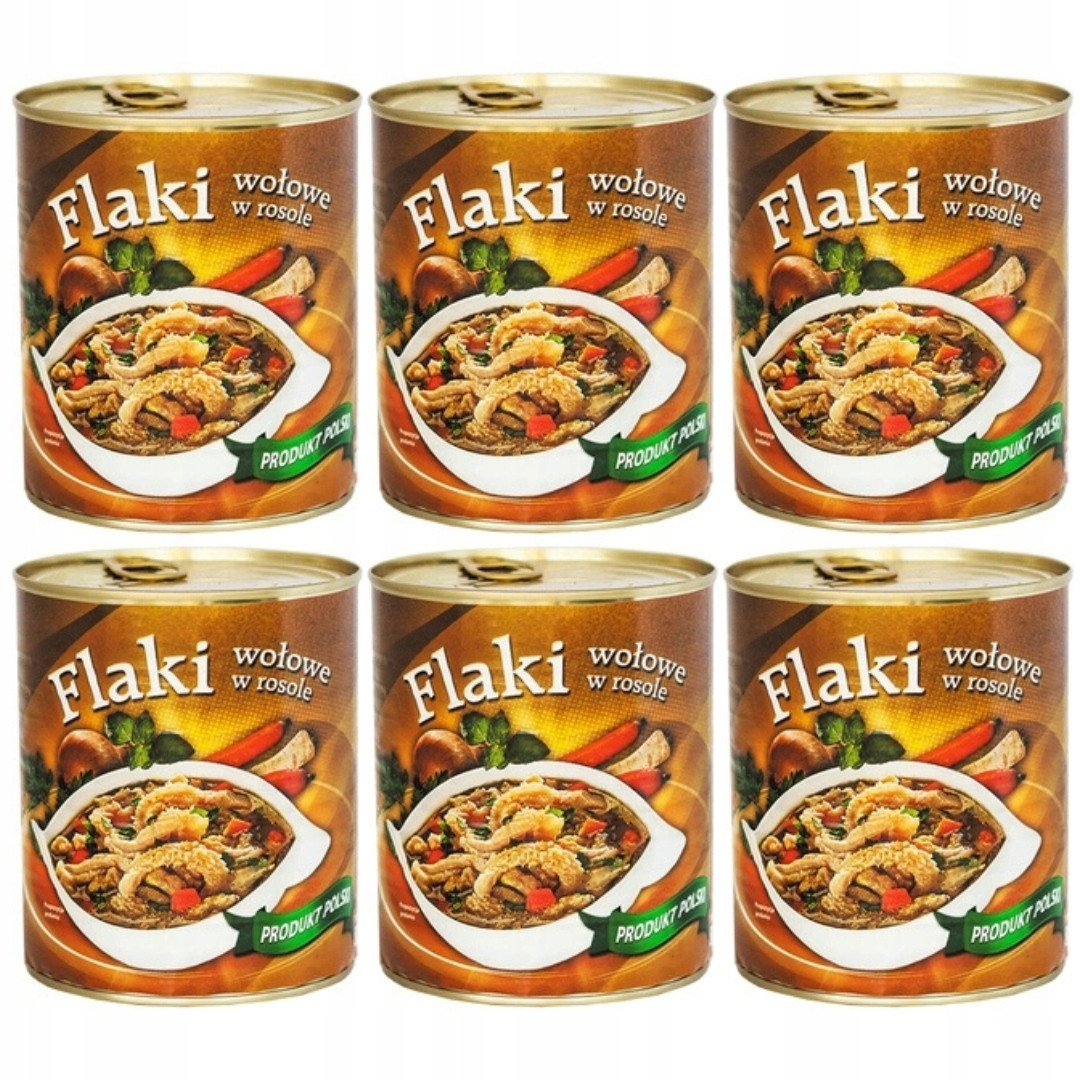 Hovězí dršťky ve vývaru 800 g, tradiční konzerva, ideální pro kempování, 6 kusů