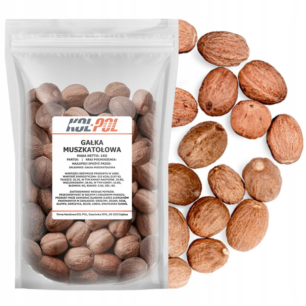 Muškátový Balíček Celý 1kg Celý ořech aromatický vysoká kvalita Kol-Pol