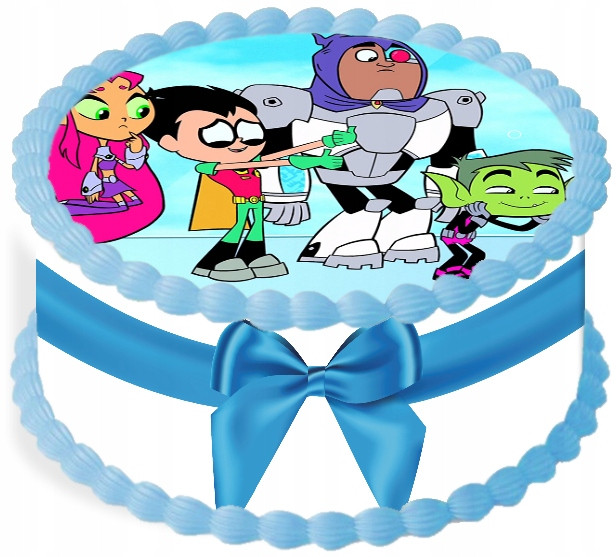 oplatek na dort 14 cm Mladí Titáni Akce Narozeniny