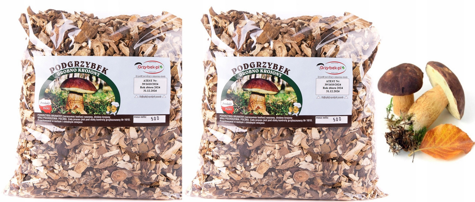 Podhoubek Drobro Krájený Grys 1kg Polský Atest 2024 sušené lesní houby