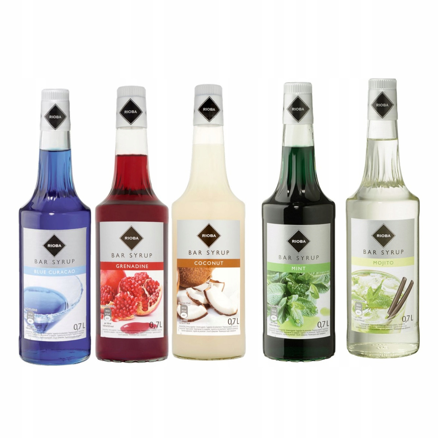 5x Barmanský sirup Rioba na nápoje 700 ml mix