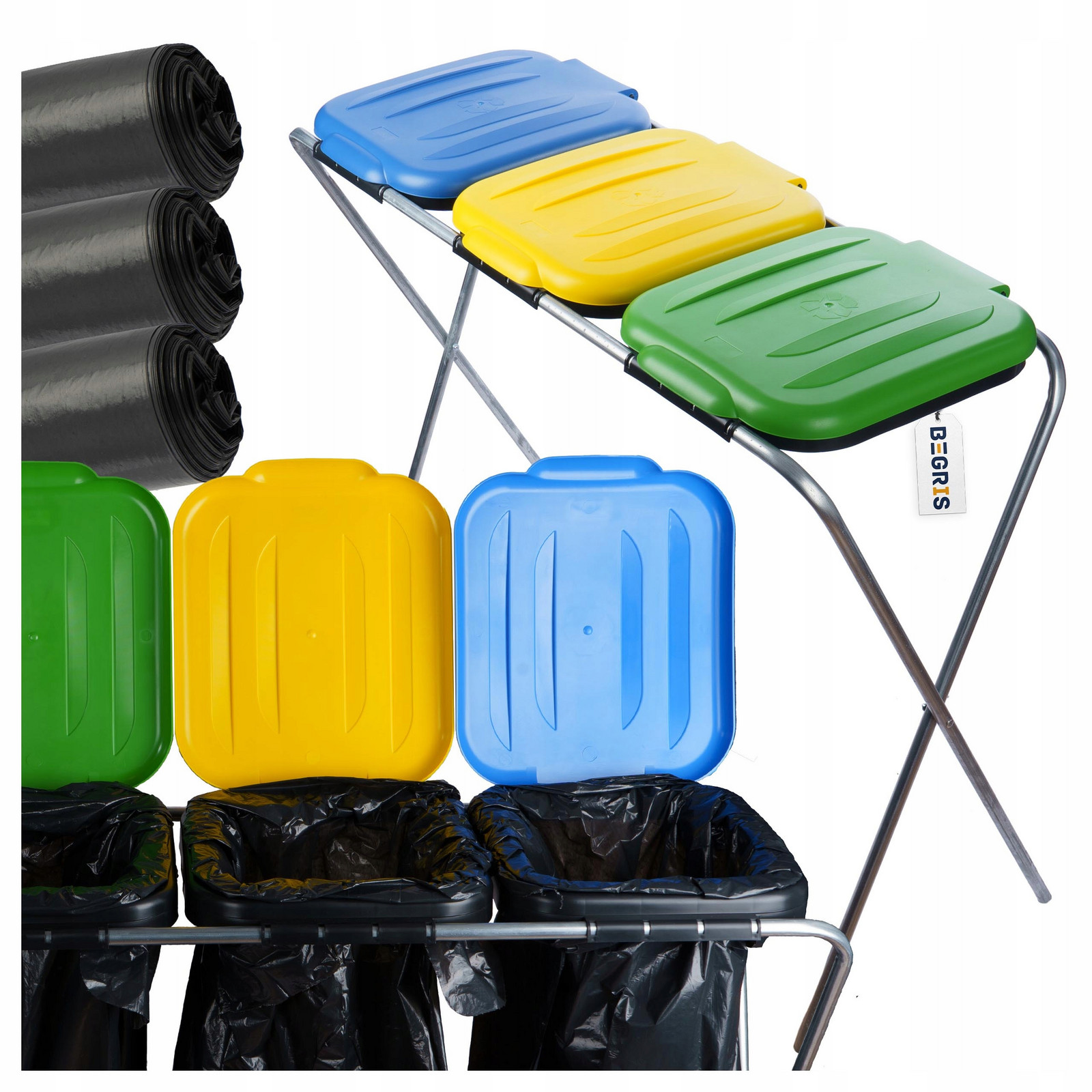 Koš Na Tříděný Odpad 3 Místa Na Odpadky Stojan Sada S Sáčky