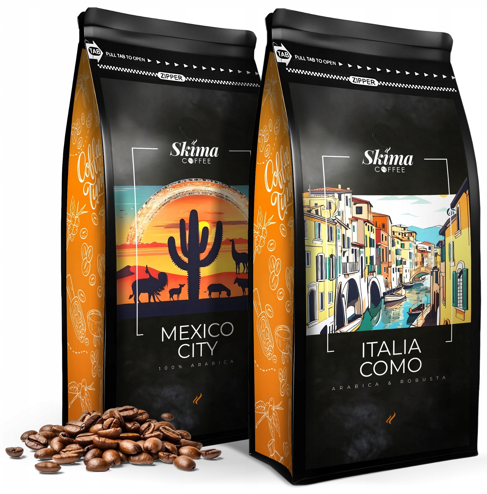 Káva zrnková 2 x 1 kg Italia Como/mexico City Čerstvá do kávovaru Dárek