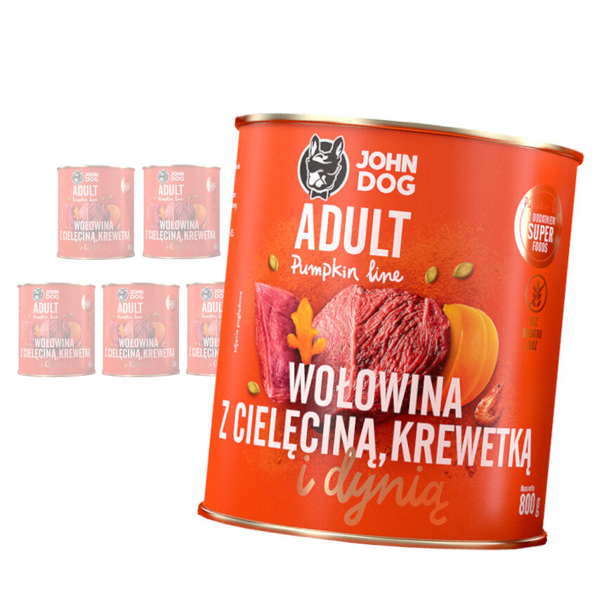 John Dog Hovězí Telecí Krevety Krmivo 6x800g