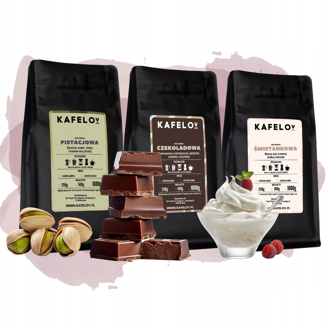 Sada ochucených káv v zrnu 3 x 250g arabiky