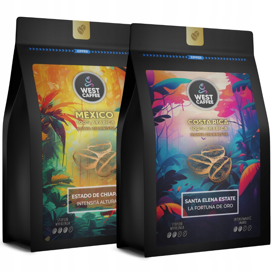 Káva Zrnková 2x250G Set Kostarika Mexiko 100% Arabica Čerstvě pražená