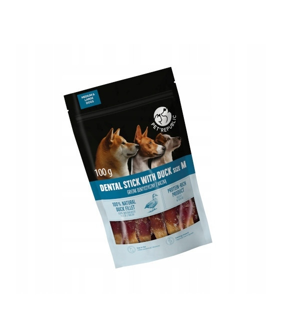 Pet Republic zubní kousátko pro psa se 100% kachnou, size M, 12x100g