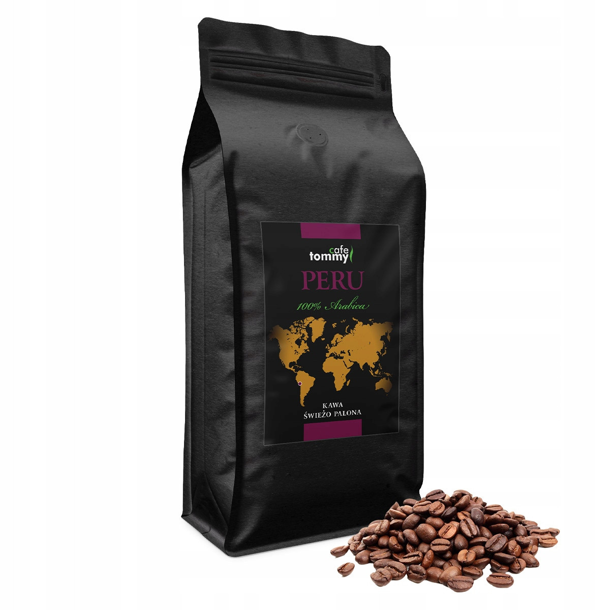 Káva zrnková 100% Arabica Čerstvě pražená Tommy Cafe Peru Hb Gr.1 1kg