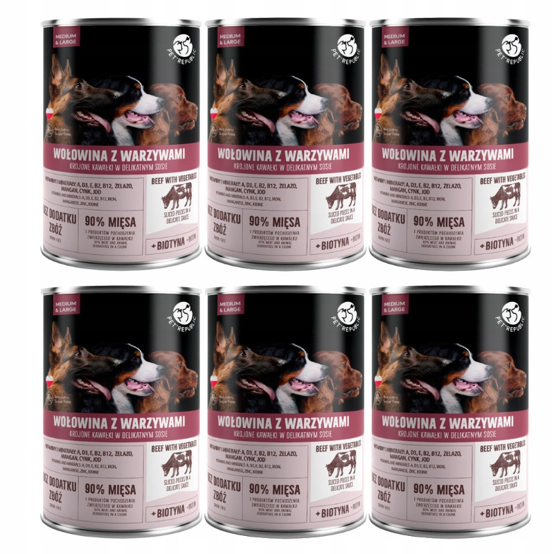 PetRepublic kousky v omáčce s hovězím masem a zeleninou 6x1250g