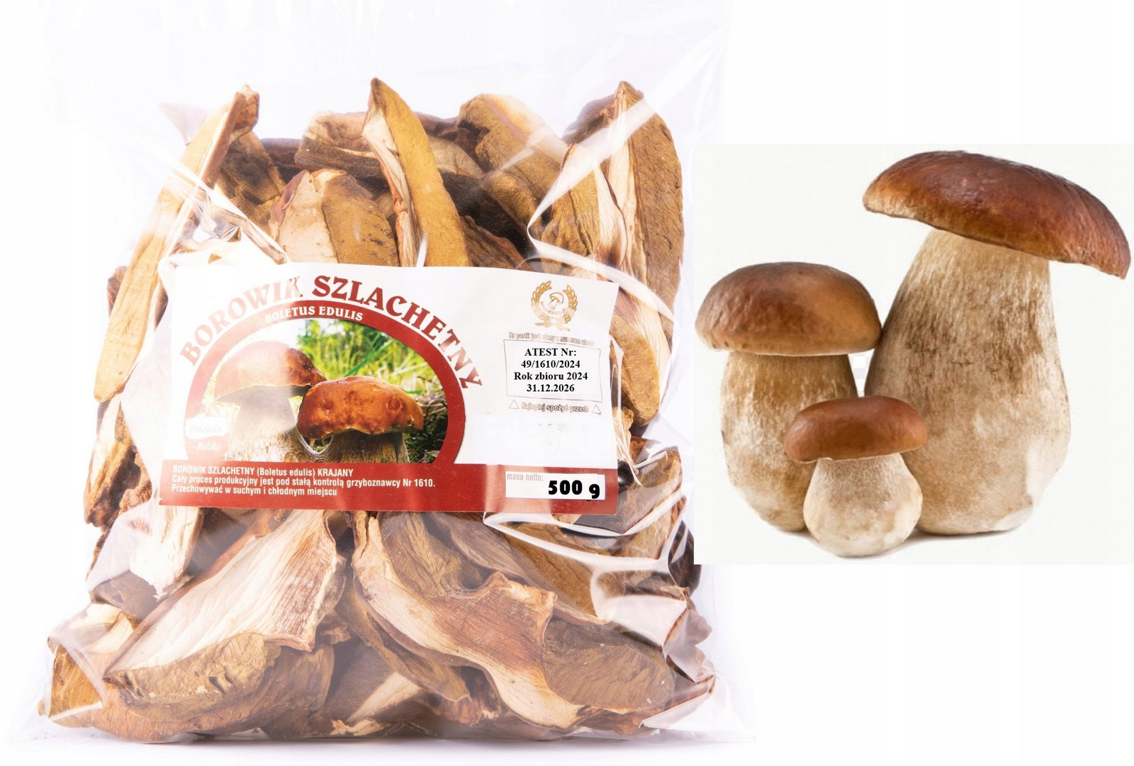 Horský Hříbek 500g Hrubě Krajany Pl Atest 2024 Nová Sklizeň sušené houby