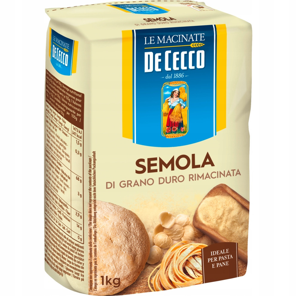 Sada 10 Kusů Semola Rimacinata 1 kg mouka De Cecco italská jemná semolina