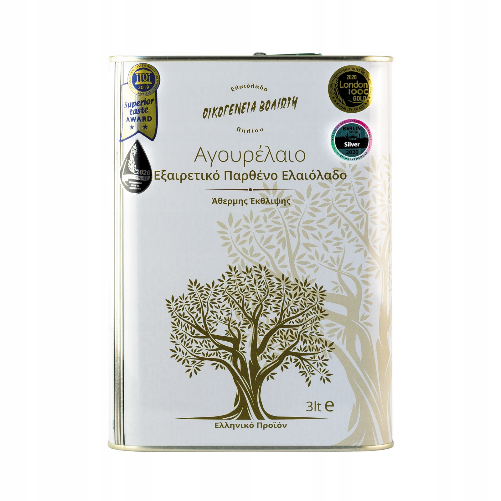 Extra panenský olivový olej 3L ze zelených oliv Voliotis Family Řecká